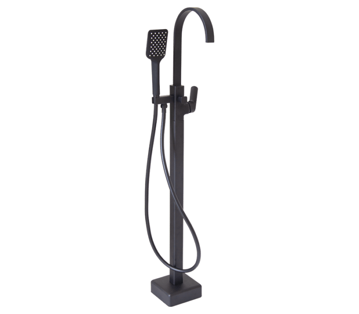 Square Black Free Standing Bath Mixer Tap with H/S | Spring Black Square Black Free Standing Bath Mixer Tap with H/S | Spring Black