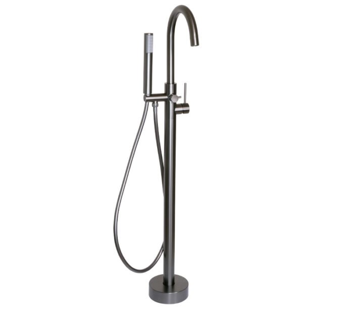 free-standing-bath-mixer-tap-neo-gunmetal-blutide Round Free Standing Bath Mixer Tap with H/S | Neo Gunmetal