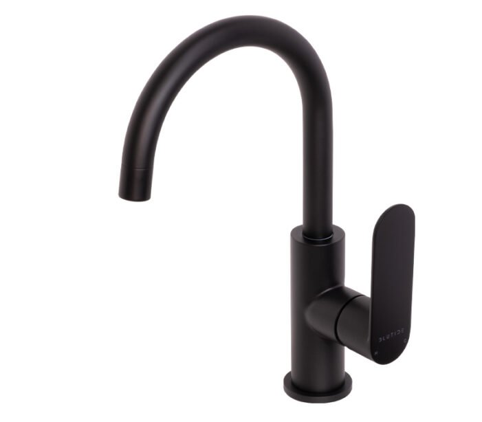 Gooseneck Basin Mixer Tap | Satin Black