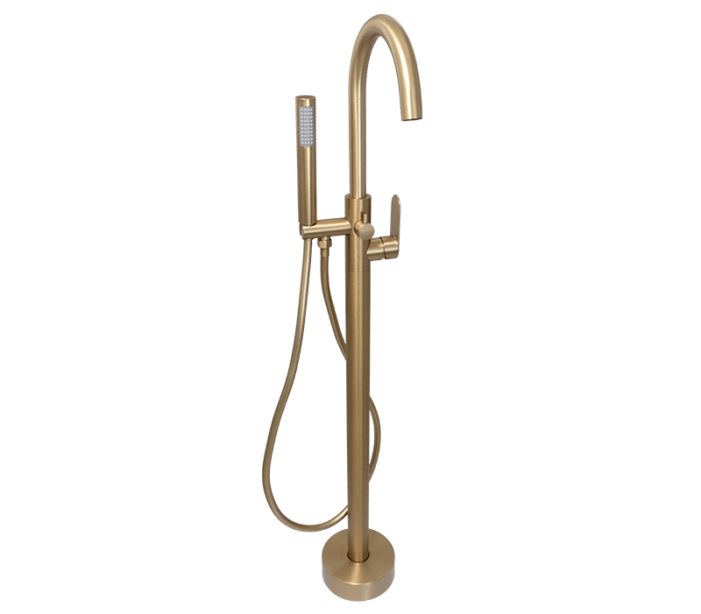round-free-standing-bath-mixer-tap-with-h-s-satin-brass-blutide Round Free Standing Bath Mixer Tap with H/S | Satin Brass