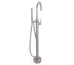 Round Free Standing Bath Mixer Tap with H/S | Satin Brushed Stainless Steel