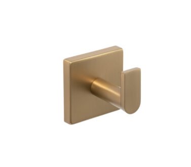 Square Single Robe Hook Brushed Brass | Mint Accessories
