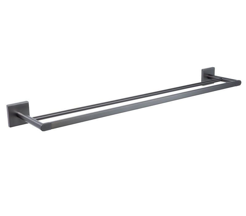 Square Double Towel Rail 600mm Gunmetal | Mint Accessories