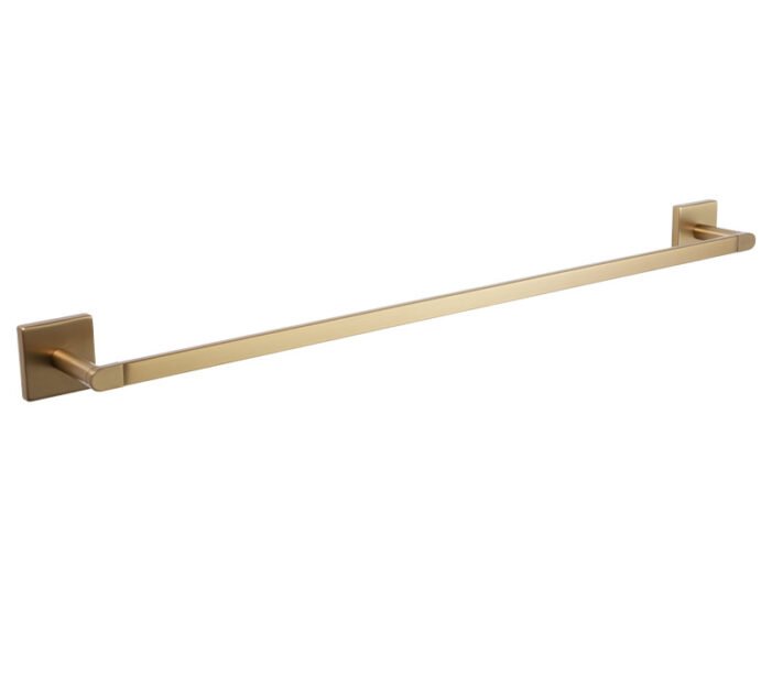 Square Single Towel Rail 600mm Brushed Brass | Mint Accessories